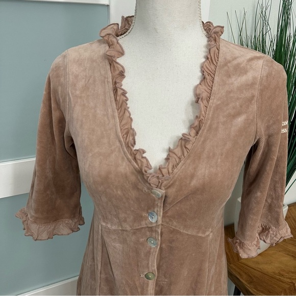 Odd Molly Velvet Babydoll Dress 580 Imagine Free SZ 1/Small Beige Pink Tone GUC - Picture 3 of 10